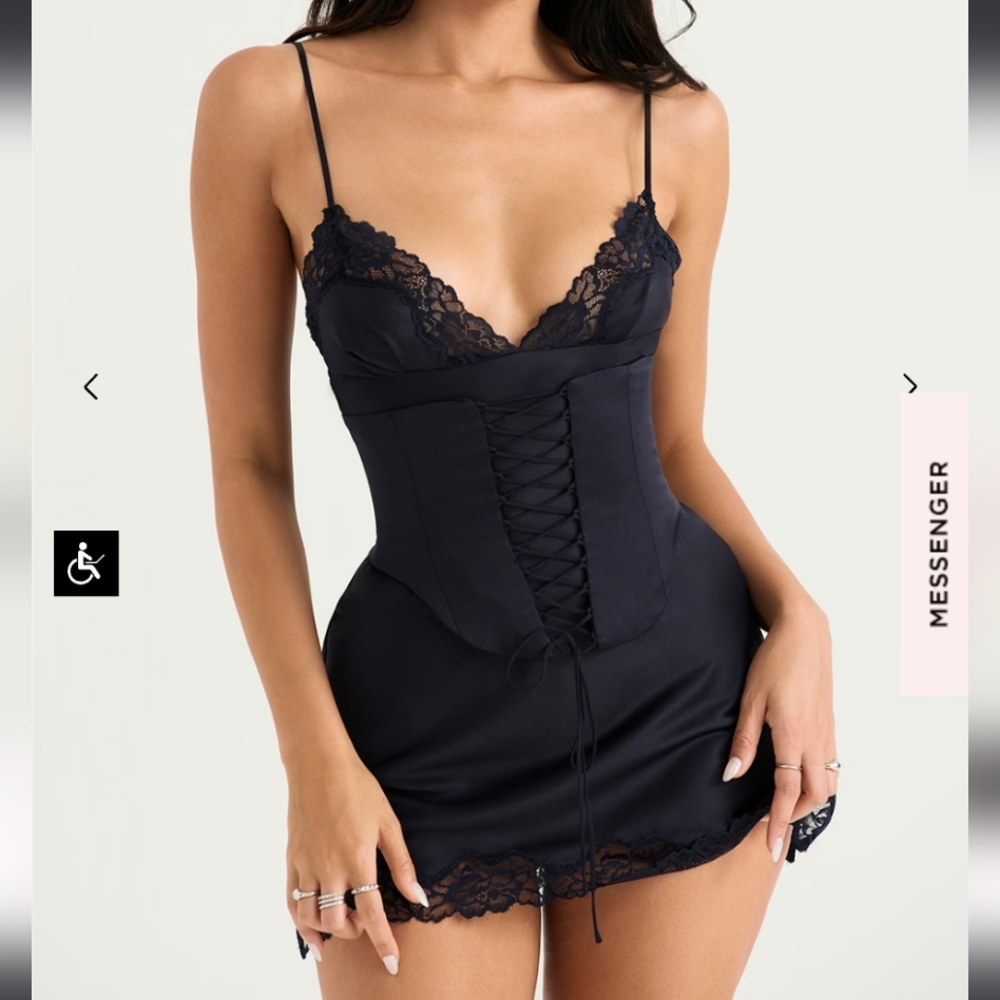 House of CB Black Lace Mini Dress